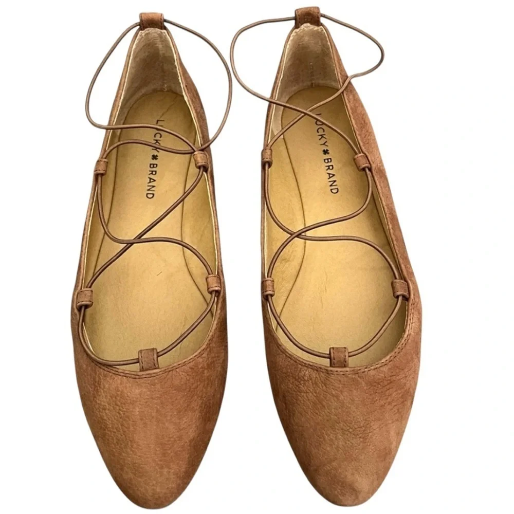 Lucky Brand Women's Aviee Lace-Up Ballet Flats Size 9.5 - Picture 3 of 8